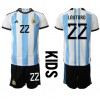 Argentina Lautaro Martinez #22 Hjemmedraktsett Barn VM 2022 Kortermet (+ korte bukser)